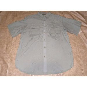 Kanga Cay Mens Gray Short Sleeve Button Up Fishing Shirt Size XL